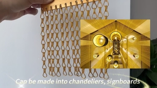 Cortina de gancho duplo de metal amarelo Imagens reais